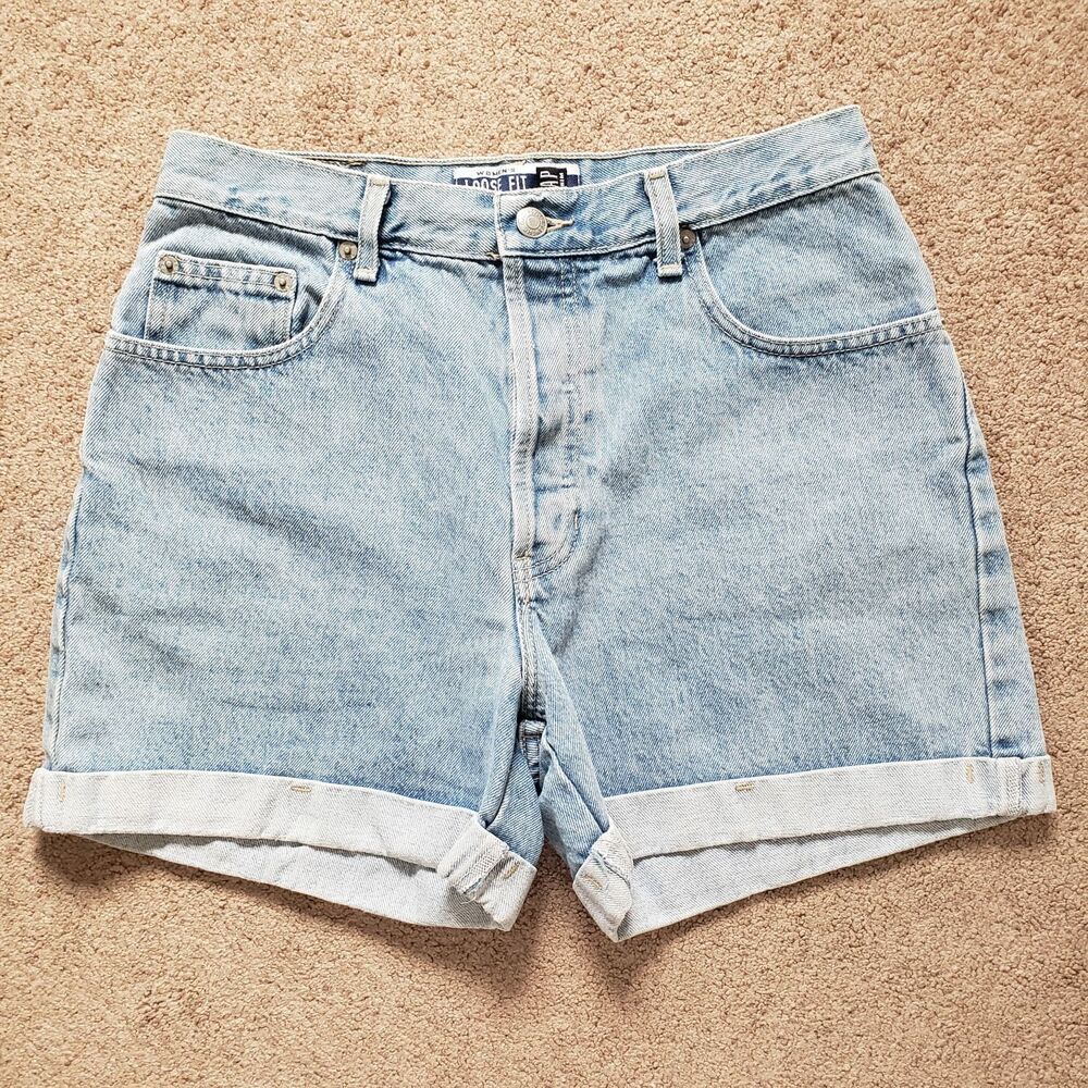 Vintage 90's Gap Women's Denim Shorts Button Fly Cuffed Light Wash Loose Fit 8